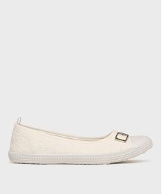 GEMO Ballerines en toile avec bout renforcé femme - Follow Me blanc standard