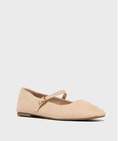 ballerines en suedine a bout carre et bride femme - follow me beige standard ballerinesK085101_2