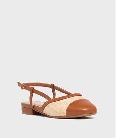 escarpins slingback a talon plat bimatieres femme - follow me marron standard ballerinesK085301_2