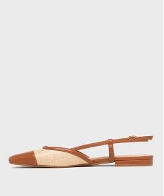 escarpins slingback a talon plat bimatieres femme - follow me marron standard ballerinesK085301_3