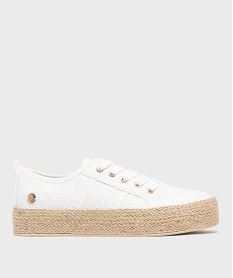 GEMO Baskets en toile à semelle plateforme en corde femme - LuluCastagnette blanc standard