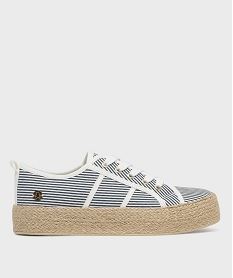 GEMO Baskets en toile à semelle plateforme en corde femme - LuluCastagnette bleu standard