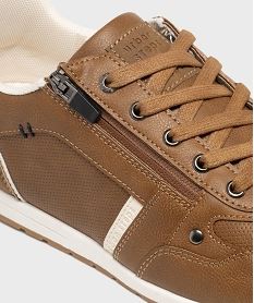 GEMO Baskets basses à lacets et zip homme - Urban Steps Brun