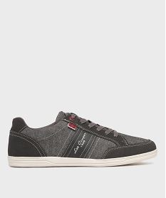 GEMO Baskets homme en toile basse style denim à bande contrastante - Lee Cooper Gris