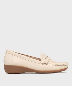GEMO Mocassins confort à talon compensé femme - GFlex Beige