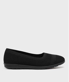 GEMO Ballerines confort en maille ajourée à petit talon compensé femme noir standard
