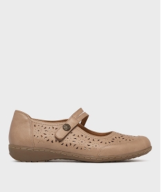 GEMO Ballerines confort ajourées à brides femme beige standard