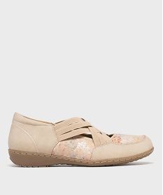 GEMO Chaussures confort avec brides élastiques femme Beige