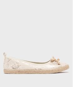 GEMO Ballerines en toile à motifs pailletés femme - Follow Me Beige