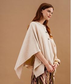 GEMO Gilet cape en maille moelleuse femme Beige