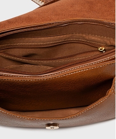 GEMO Sac besace souple et grainé à bandoulière fantaisie amovible femme Brun