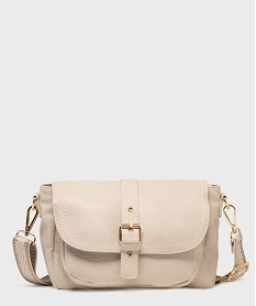 GEMO Sac besace souple et grainé à bandoulière fantaisie amovible femme Beige