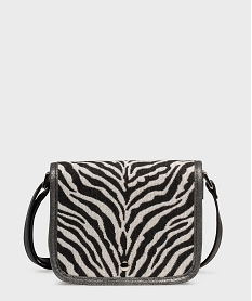 GEMO Sac besace compact imprimé zèbre femme noir standard