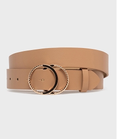 GEMO Ceinture en cuir imitation à double boucle bijou femme beige standard