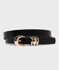 GEMO Ceinture fine et lisse à boucle métal fantaisie femme noir standard