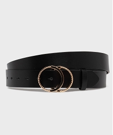 GEMO Ceinture en cuir imitation à double boucle bijou femme noir standard