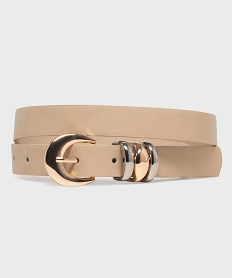 GEMO Ceinture fine et lisse à boucle métal fantaisie femme beige standard