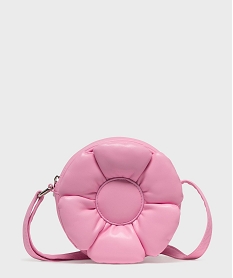 GEMO Sac à bandoulière de forme ronde avec fleur en relief fille Rose