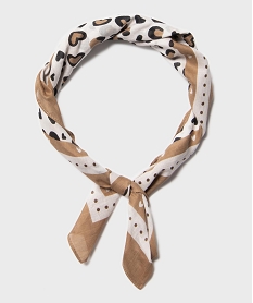 GEMO Foulard en coton à motifs coeurs façon léopard fille Beige