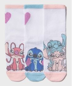 GEMO Chaussettes à motif Stitch fille (lot de 3) - Disney Rose