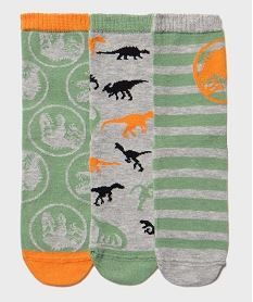 GEMO Chaussettes motifs dinosaures garçon (lot de 3) - Jurassic World Gris