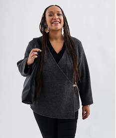 GEMO Gilet en grosse maille fermeture croisée femme grande taille Gris