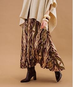 GEMO Jupe longue trapèze fluide femme Rose