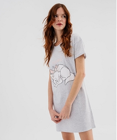 GEMO Chemise de nuit en jersey de coton imprimé femme - Les Aristochats Gris