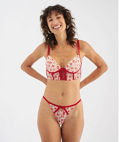 GEMO Culotte en dentelle femme Rose