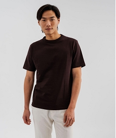 GEMO Tee-shirt manches courtes et col rond homme marron fonce