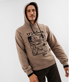 GEMO Sweat à capuche en molleton doux imprimé homme - One Piece gris standard