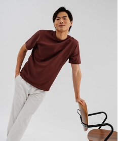 GEMO Tee-shirt manches courtes et col rond homme marron standard
