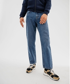 GEMO Jean loose en coton délavé homme bleu standard