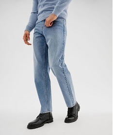 GEMO Jean straight en denim de coton stretch délavé homme Bleu