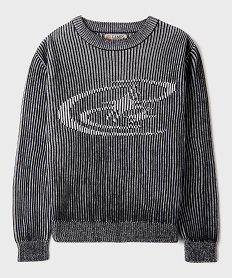 GEMO Pull en maille côtelée à motif garçon - Camps United noir standard