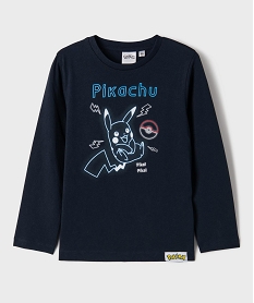 GEMO Tee-shirt col rond imprimé manches longues garçon - Pokémon Bleu