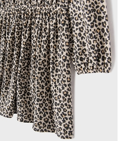 robe courte a manches longues en maille texturee extensible fille beigeK214801_2