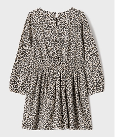 robe courte a manches longues en maille texturee extensible fille beigeK214801_3