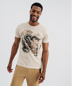 GEMO Tee-shirt manches courtes imprimé devant et dos homme - apoh London beige standard