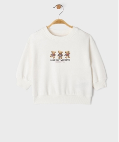 GEMO Sweat large en molleton gratté  bébé garçon - LuluCastagnette blanc standard