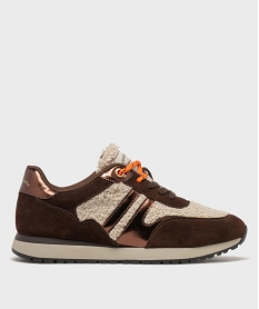 GEMO Baskets multi-matières femme - LuluCastagnette marron fonce