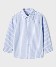 GEMO Chemise à manches longues en chambray rayé garçon Bleu