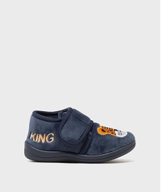GEMO Chaussons montants en velours à scratch brodés garçon Bleu