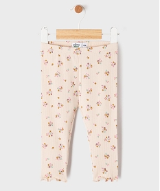 GEMO Legging en maille côtelée et finitions froncées bébé fille Beige