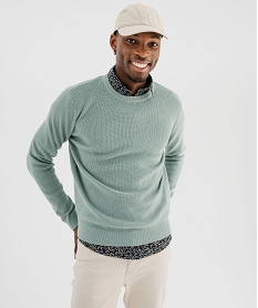 GEMO Pull en tricot perlé en coton homme vert standard