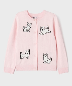 GEMO Gilet à col rond avec motifs chats fille Rose