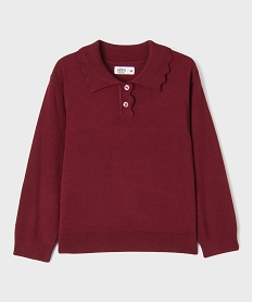 GEMO Pull fin en viscose avec col fantaisie fille Rouge
