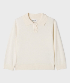 GEMO Pull fin en viscose avec col fantaisie fille blanc standard