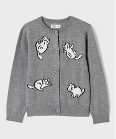 GEMO Gilet à col rond avec motifs chats fille Gris