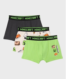GEMO Boxer en coton stretch imprimé garçon - Minecraft (lot de 3) Beige